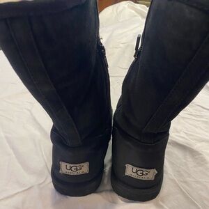 UGG tall black suede boot with inside calf zipper